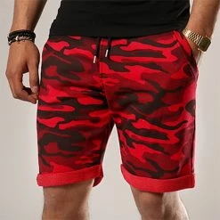 Meilleur prix 🎉 Short Jogging 137 Camouflage Rouge de LBO 👍 -France LBO Soldes Boutique FAB SHALBO 137 4444