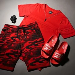 Meilleur prix 🎉 Short Jogging 137 Camouflage Rouge de LBO 👍 -France LBO Soldes Boutique lbo 100979 FAB SHALBO 137 20200608T132455 06