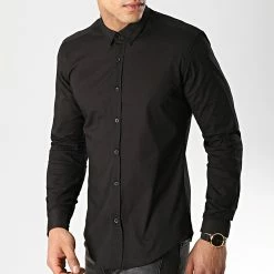 Bon marché 🎁 Chemise Manches Longues Slim Fit 158 Noir de LBO 👍