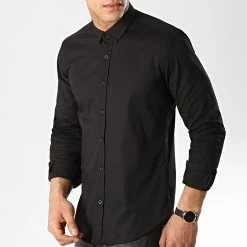 Bon marché 🎁 Chemise Manches Longues Slim Fit 158 Noir de LBO 👍 -France LBO Soldes Boutique lbo 103635 FAB SHALBO 158 20190419T135618 04