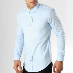 Top 10 🌟 Chemise Manches Longues Slim Fit 294 Bleu Clair de LBO ⌛
