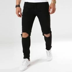 Grosses soldes 🧨 Jean Skinny Troué 72215-2 Noir de LBO ⌛