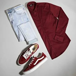 Offres 🤩 Chemise Manches Longues Slim Fit 401 Bordeaux de LBO 👍 -France LBO Soldes Boutique lbo 129494 FAB SHALBO 401 TPDT 20210831T075704 05