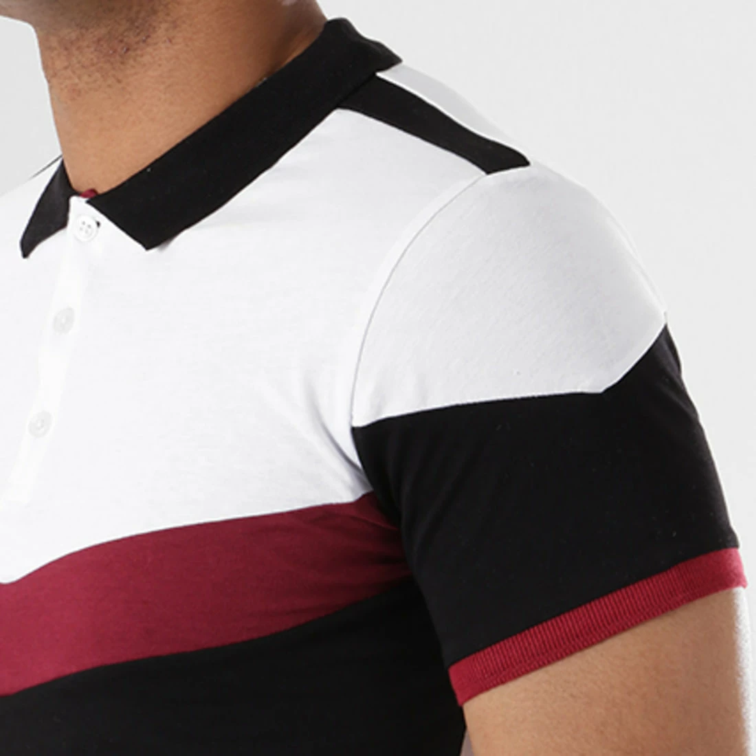 Bon marché 🤩 Polo Manches Courtes Tricolore Retro 427 Noir Blanc Bordeaux de LBO 👍 3 Bon marché 🤩 Polo Manches Courtes Tricolore Retro 427 Noir Blanc Bordeaux de LBO 👍 – Image 2