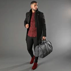 Remise 🤩 Chemise Manches Longues Col Mao Slim Fit 402 Bordeaux de LBO 🛒 -France LBO Soldes Boutique lbo 136699 FAB SHALBO 402 20201211T153333 07