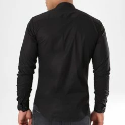 Grosses soldes 😍 Chemise Manches Longues Col Mao Slim Fit 403 Noir de LBO ❤️ -France LBO Soldes Boutique lbo 136701 fab shalbo 403 20180903T143458 05