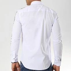 Promo ❤️ Chemise Manches Longues Avec Bandes Slim Fit 460 Blanc de LBO 😍 -France LBO Soldes Boutique lbo 141840 FAB SHALBO 460 20190419T140529 04