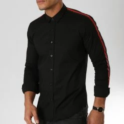 Sortie 👏 Chemise Manches Longues Avec Bandes Slim Fit 543 Noir de LBO 👏 10 Sortie 👏 Chemise Manches Longues Avec Bandes Slim Fit 543 Noir de LBO 👏 -France LBO Soldes Boutique lbo 155896 FAB SHALBO 543 20181026T165333 04