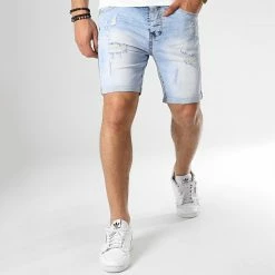 Acheter 🔥 Short Jean Avec Dechirures LB054-B5 Bleu Clair de LBO 🧨 -France LBO Soldes Boutique lbo 165412 FAB LBO LB054 B5 LIGHT DESTR 20190415T144547 02