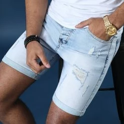 Acheter 🔥 Short Jean Avec Dechirures LB054-B5 Bleu Clair de LBO 🧨 -France LBO Soldes Boutique lbo 165412 FAB LBO LB054 B5 LIGHT DESTR 20200106T155215 06