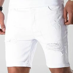 Acheter 🔥 Short Jean Avec Dechirures LB054-B09 Blanc de LBO ⌛