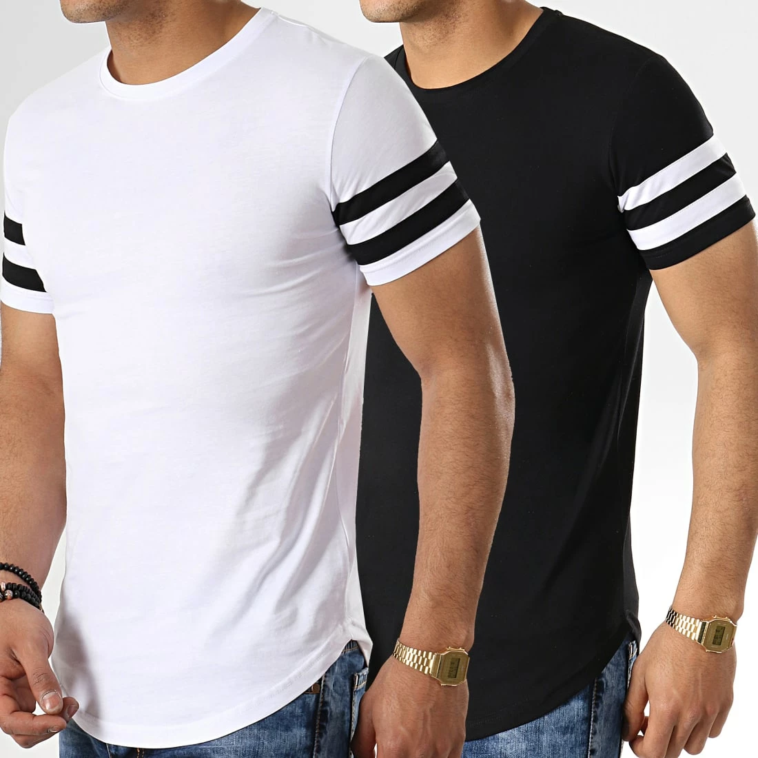 Bon marché 🛒 Lot de 2 Tee 👕 Shirts Oversize Avec Bandes 718 Noir Et Blanc de LBO 🎁 3 Bon marché 🛒 Lot de 2 Tee 👕 Shirts Oversize Avec Bandes 718 Noir Et Blanc de LBO 🎁