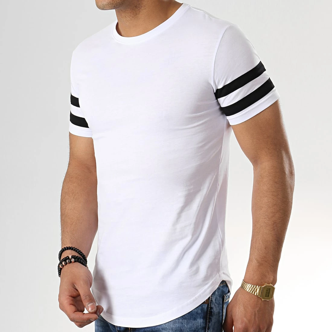 Bon marché 🛒 Lot de 2 Tee 👕 Shirts Oversize Avec Bandes 718 Noir Et Blanc de LBO 🎁 4 Bon marché 🛒 Lot de 2 Tee 👕 Shirts Oversize Avec Bandes 718 Noir Et Blanc de LBO 🎁 – Image 2