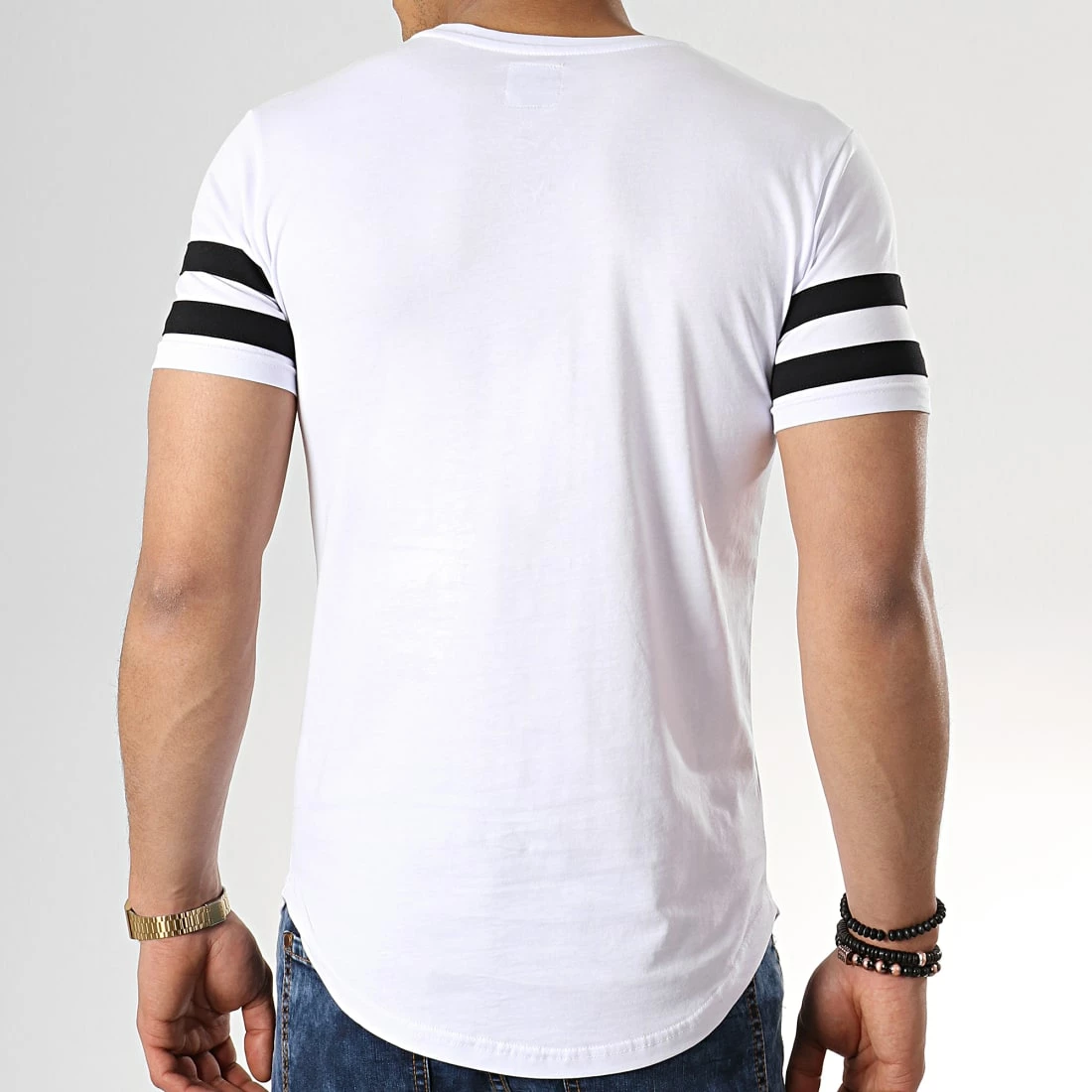 Bon marché 🛒 Lot de 2 Tee 👕 Shirts Oversize Avec Bandes 718 Noir Et Blanc de LBO 🎁 6 Bon marché 🛒 Lot de 2 Tee 👕 Shirts Oversize Avec Bandes 718 Noir Et Blanc de LBO 🎁 – Image 4