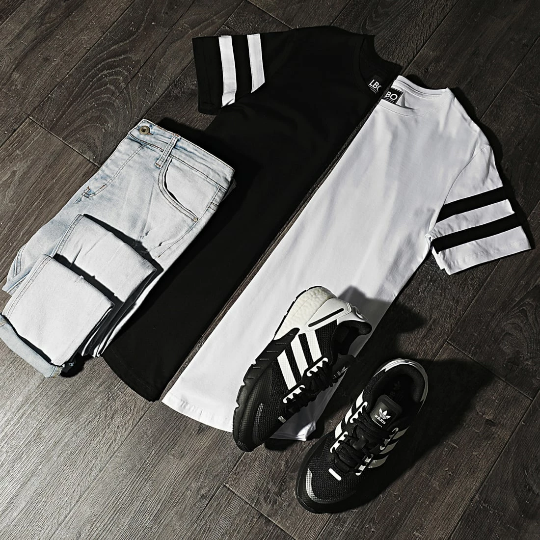 Bon marché 🛒 Lot de 2 Tee 👕 Shirts Oversize Avec Bandes 718 Noir Et Blanc de LBO 🎁 8 Bon marché 🛒 Lot de 2 Tee 👕 Shirts Oversize Avec Bandes 718 Noir Et Blanc de LBO 🎁 – Image 6