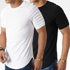 Meilleur prix ⌛ Lot de 2 Tee 👕 Shirts Oversize 694 Noir Et Blanc de LBO ✔️
