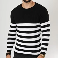 Le moins cher 🔔 Pull Avec Rayures Mariniere JUM-02 Noir de LBO 🎉 -France LBO Soldes Boutique lbo 180508 FAB LBO 1006 JUM 02 20190909T084614 01