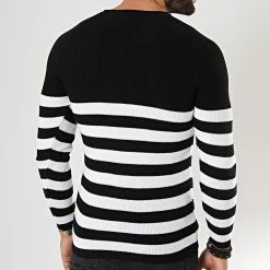 Le moins cher 🔔 Pull Avec Rayures Mariniere JUM-02 Noir de LBO 🎉 -France LBO Soldes Boutique lbo 180508 FAB LBO 1006 JUM 02 20190909T084623 05