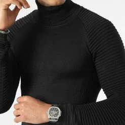 Nouveau 🧨 Pull Col Roulé Avec Empiecement Uni JUM-12 Noir de LBO ⌛ -France LBO Soldes Boutique lbo 180518 LBO 1006 JUM 12 20221128T152719 02