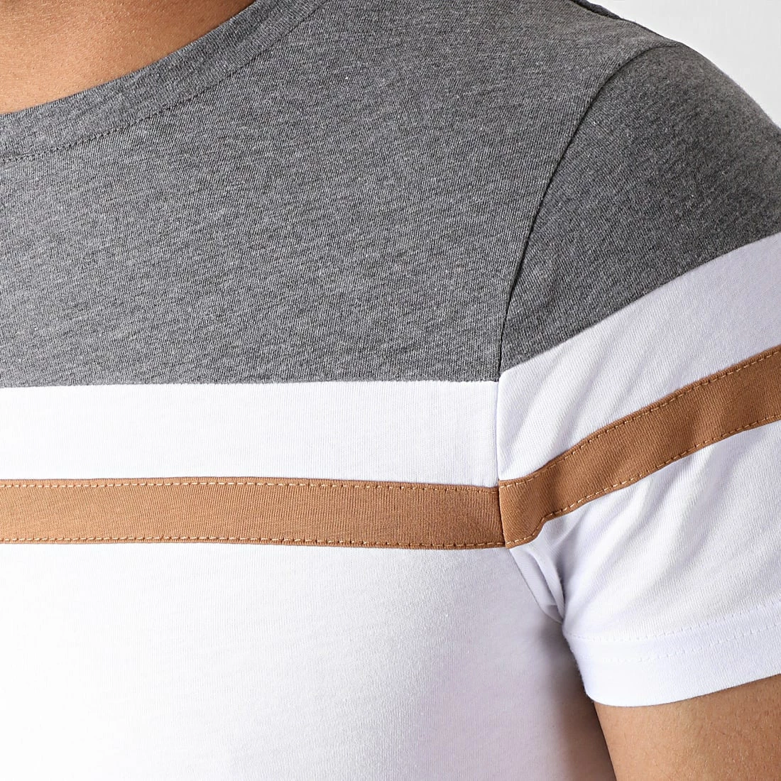 Vente flash 👏 Tee 👚 Shirt Slim Fit Tricolore 727 Anthracite Blanc Camel de LBO 👍 5 Vente flash 👏 Tee 👚 Shirt Slim Fit Tricolore 727 Anthracite Blanc Camel de LBO 👍 – Image 3