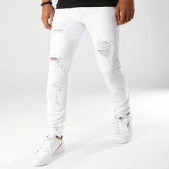 Vente flash 👏 Jean Skinny Avec Déchirures LB054-5 Blanc de LBO ⭐