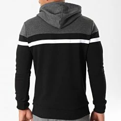 Grosses soldes 🤩 Sweat Capuche Slim Fit Tricolore 813 Anthracite Blanc Noir de LBO ⭐ -France LBO Soldes Boutique lbo 191696 FAB SHALBO 813 20190919T154835 05