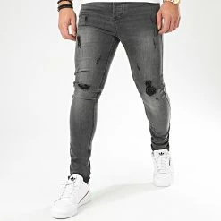 Le moins cher 🎁 Jean Skinny Avec Déchirures 72148-U3 Gris Foncé Denim de LBO ❤️