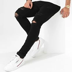 Sortie 😀 Jean Skinny Avec Déchirures 72215-B07 Noir de LBO 🎁 -France LBO Soldes Boutique lbo 203017 FAB LBO 72215 B07 BLACK 20191216T154715 02