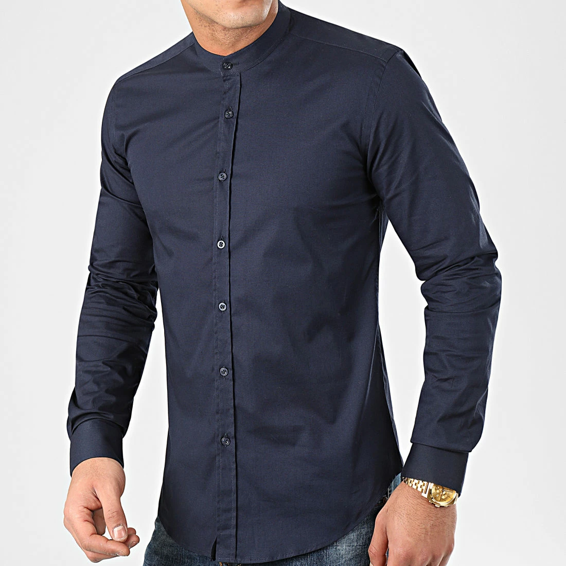 Meilleure vente 🔔 Chemise Manches Longues Col Mao Slim Fit 971 Bleu Marine de LBO 💯 2 Meilleure vente 🔔 Chemise Manches Longues Col Mao Slim Fit 971 Bleu Marine de LBO 💯