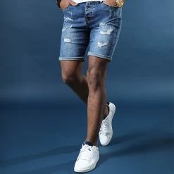 Budget ⌛ Short Jean Avec Dechirures B77005 Bleu Medium de LBO 💯 -France LBO Soldes Boutique lbo 204810 FAB LBO B77005 MEDIUM DESTR 20200106T155138 05