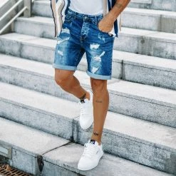 Budget ⌛ Short Jean Avec Dechirures B77005 Bleu Medium de LBO 💯 -France LBO Soldes Boutique lbo 204810 FAB LBO B77005 MEDIUM DESTR 20210617T082539 06