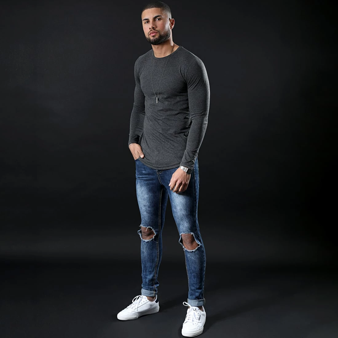 Budget 👍 Lot De 2 Tee 👚 Shirts Oversize Manches Longues Unis 961 Gris Anthracite Et Noir de LBO ✨ 6 Budget 👍 Lot De 2 Tee 👚 Shirts Oversize Manches Longues Unis 961 Gris Anthracite Et Noir de LBO ✨ – Image 4