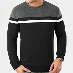 Budget ❤️ Sweat Crewneck Slim Fit Tricolore 959 Anthracite Blanc Noir de LBO 😍