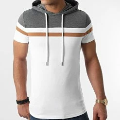 Tout neuf 🎉 Tee 👚 Shirt Capuche Tricolore 1114 Gris Anthracite Blanc Camel de LBO 🛒