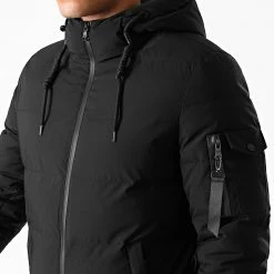 Promo 🎉 Doudoune Capuche Poche Bomber Noir de LBO 👏 -France LBO Soldes Boutique lbo 220714 FAB LBO 1005 BL 16 NOIR 20200929T153556 02