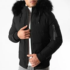 Promo 🎉 Doudoune Capuche Poche Bomber Avec Fourrure Noir de LBO 👏 -France LBO Soldes Boutique lbo 220715 FAB LBO 1005 BL 17 NOIR NOIR 20200929T153614 01