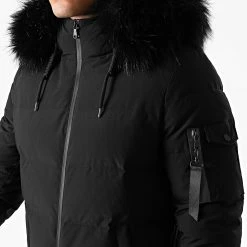 Promo 🎉 Doudoune Capuche Poche Bomber Avec Fourrure Noir de LBO 👏 -France LBO Soldes Boutique lbo 220715 FAB LBO 1005 BL 17 NOIR NOIR 20200929T153616 02