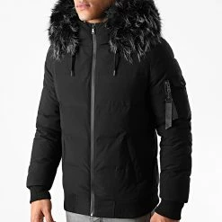 Sortie 🛒 Doudoune Capuche Poche Bomber Avec Fourrure Noir Melange de LBO 🧨 -France LBO Soldes Boutique lbo 221067 FAB LBO 1005 BL 26 NOIR NOIRMELANGE 20200929T153710 03