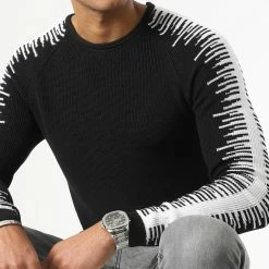 Le moins cher 🛒 Pull JUM-37 Noir Blanc de LBO 🧨 -France LBO Soldes Boutique lbo 222373 LBO 1006 JUM 37 20221128T152834 03