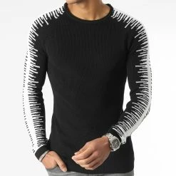 Le moins cher 🛒 Pull JUM-37 Noir Blanc de LBO 🧨