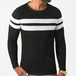 Remise ⌛ Pull JUM-38 Noir Blanc de LBO 🥰