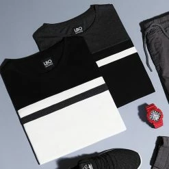 Meilleur prix 🎉 Lot de 2 Tee 👕 Shirts Tricolore 1241 Gris Anthracite Blanc Noir de LBO ✨ -France LBO Soldes Boutique lbo 225832 FAB SHALBO 1241 20200827T152953 06