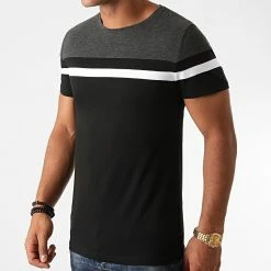 Meilleur prix 🎉 Lot de 2 Tee 👕 Shirts Tricolore 1241 Gris Anthracite Blanc Noir de LBO ✨ -France LBO Soldes Boutique lbo 225832 FAB SHALBO 1241 20200901T140205 03