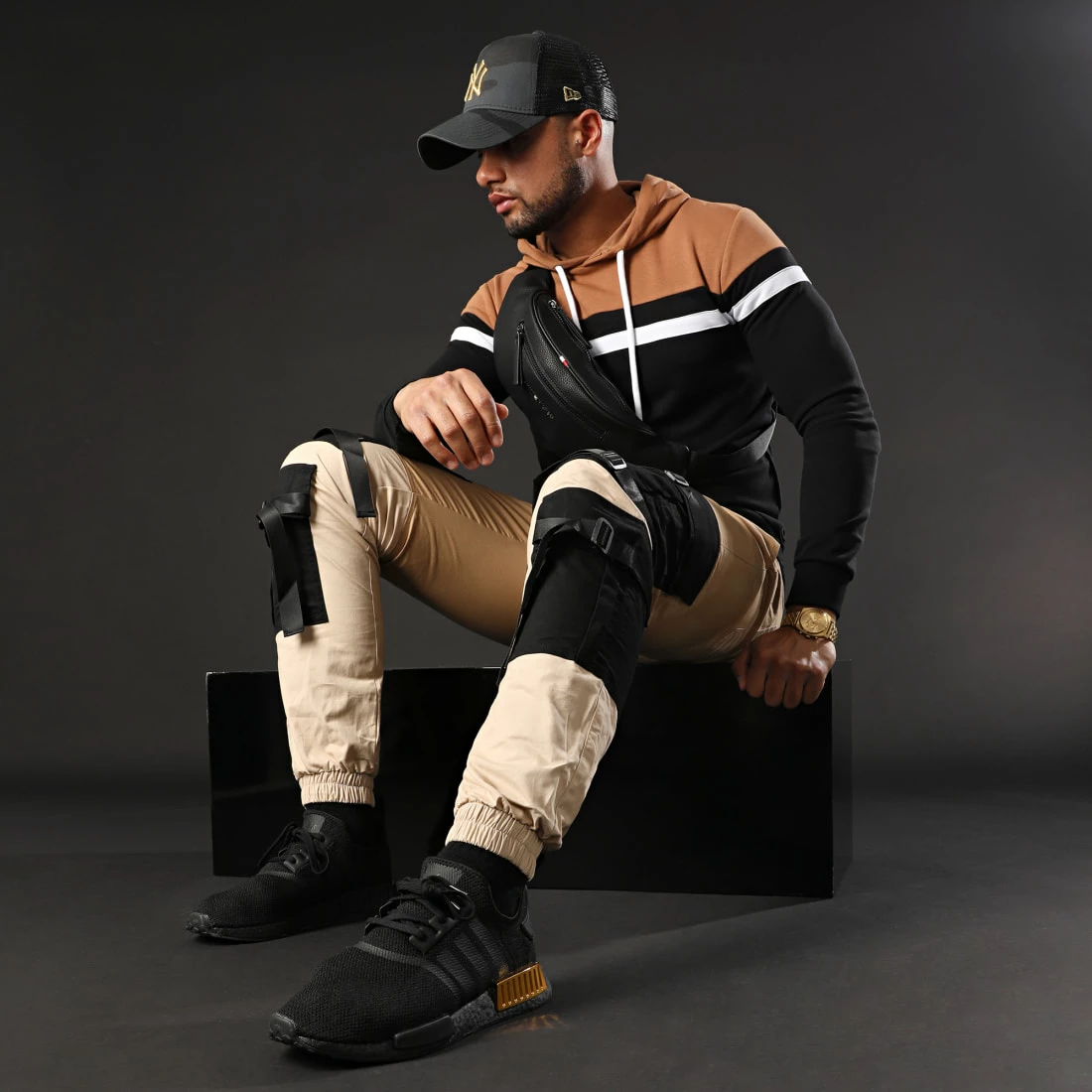 Promo 🎉 Sweat Capuche Slim Fit Tricolore 1273 Camel Blanc Noir de LBO 🔔 8 Promo 🎉 Sweat Capuche Slim Fit Tricolore 1273 Camel Blanc Noir de LBO 🔔 – Image 6