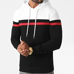 Meilleure affaire 😍 Sweat Capuche Tricolore 1274 Blanc Rouge Noir de LBO ⌛ -France LBO Soldes Boutique lbo 225844 FAB SHALBO 1274 20200819T095900 03