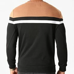 Le moins cher 😀 Sweat Crewneck Slim Fit Tricolore 1302 Camel Blanc Noir de LBO 😀 -France LBO Soldes Boutique lbo 226261 FAB SHALBO 1302 20200922T163749 04