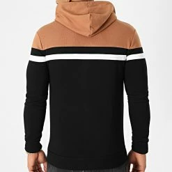 Remise ❤️ Sweat Capuche Zippé Tricolore 1312 Noir Camel Blanc de LBO 🤩 -France LBO Soldes Boutique lbo 226262 FAB SHALBO 1312 20201006T140231 04