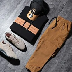 Nouveau 🤩 Sweat Capuche Bicolore 1293 Noir Camel de LBO ⌛ -France LBO Soldes Boutique lbo 226646 FAB SHALBO 1293 20201016T115943 06