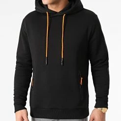 Le moins cher 😍 Sweat Capuche Details Tech Orange 1208 Noir de LBO ⭐