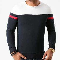 Meilleure vente ✔️ Sweat Crewneck Tricolore 1303 Bleu Marine Blanc Rouge de LBO 🤩